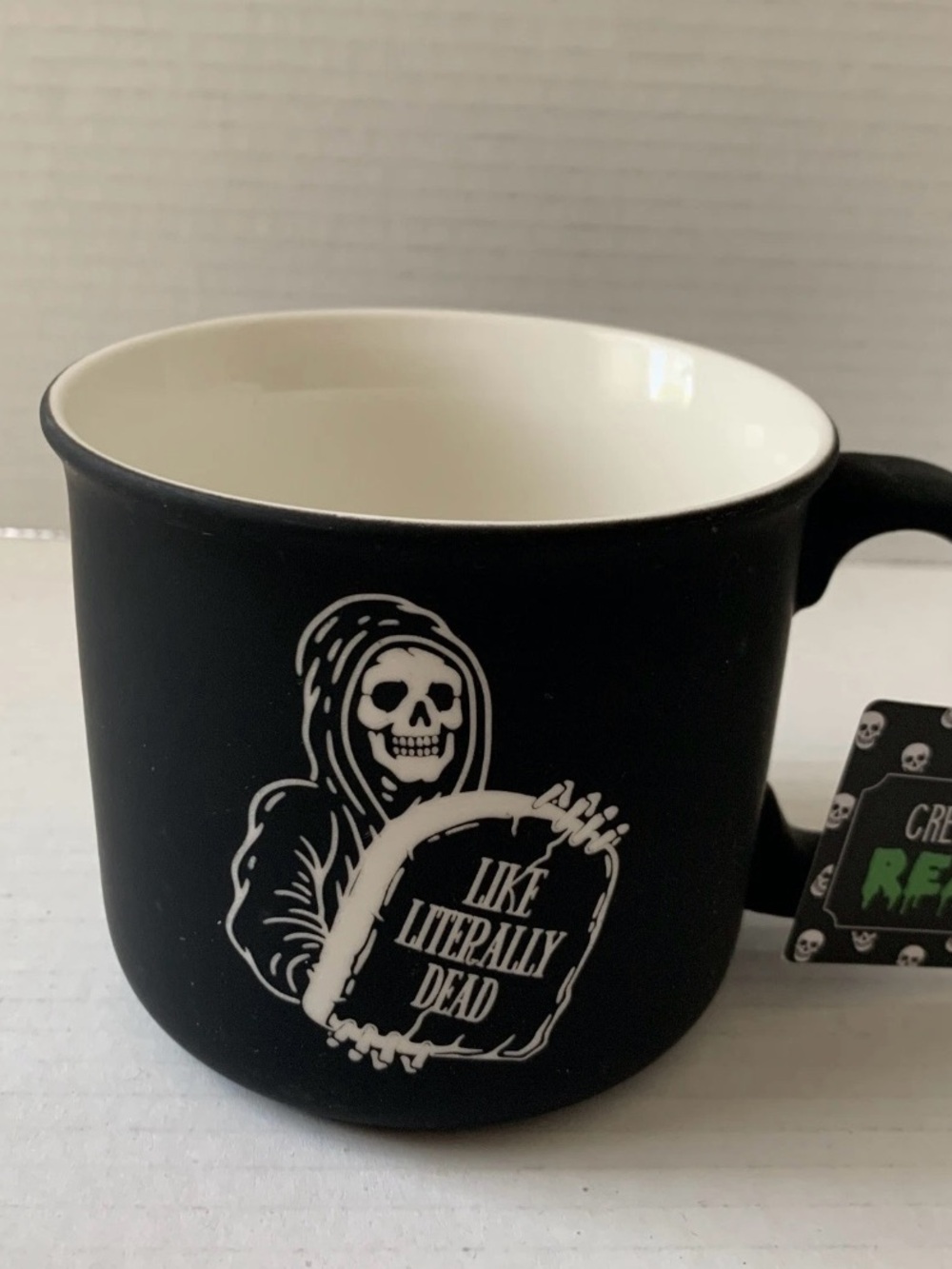Creep It Real Halloween Like Literally Dead Goth Skeleton Black Soft Touch Mug